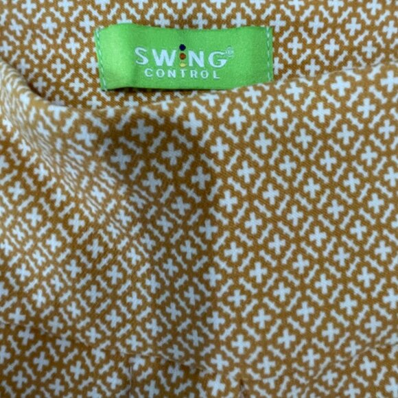 Swing Control Bermuda Shorts Mustard White Print SZ 6 Pull On Golf Travel Resort - Picture 5 of 7